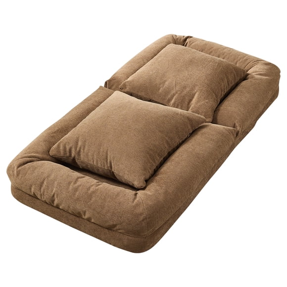 Oversized Human Dog Bed Chair for Adults & Pets – Adjustable 5-Position Chenille Lounge Sofa with Soft Pillows – Collapsible Lazy Floor Lounger for Living Room,Reading, Nap – Chenille | Brown