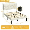 thumbnail image 6 of DWVO Queen Upholstered Bed Frame with Adjustable Headboard, Wooden Slats Mattress Foundation with Soundproof Cotton, Beige, 6 of 7
