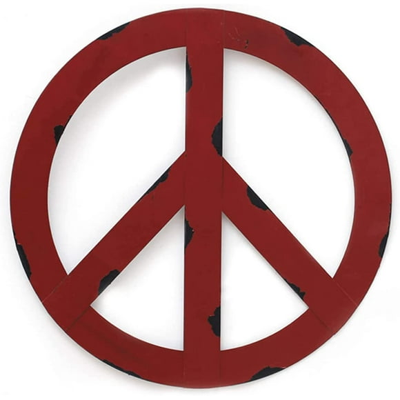 Metal Antiqued Groovy Peace Sign Rustic Wall Art Door DÃ©cor Hippie Decoration