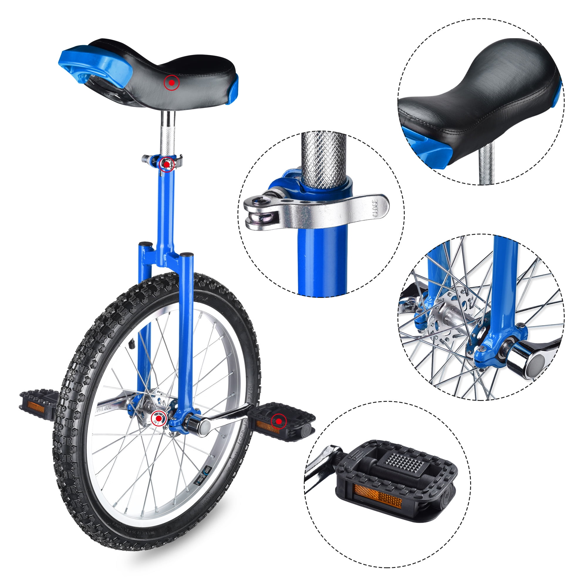 18" Silver Unicycle Cycling Scooter Circus Bike Skidproof Tire Balance Exercise 