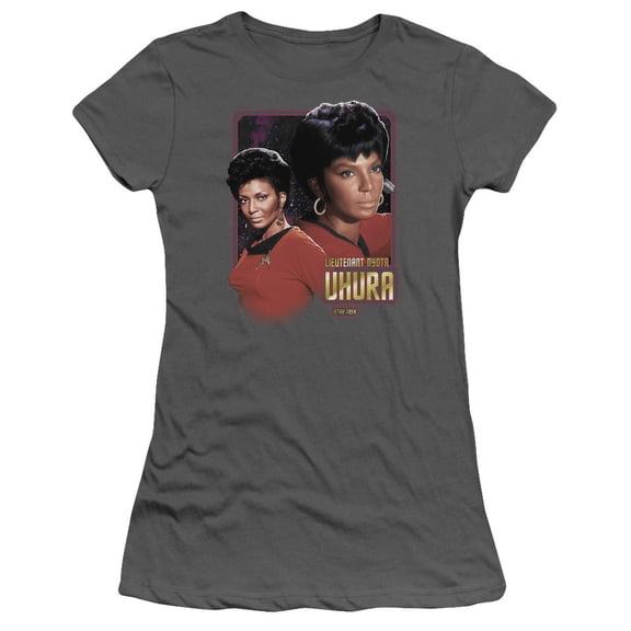 Star Trek Lieutenant Uhura Junior Women's Sheer T-Shirt Charcoal