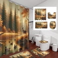 thumbnail image 3 of Rustic Cabin Hunting Theme Deer Shower Curtain Sets 4 Piece,Vintage Watercolor Farmhouse Fall Forest Wildlife Pheasants Ducks Bathroom Decor with Rugs Include Waterproof Non-Slip Toilet Lid Cover, 3 of 8