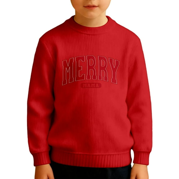 Wdgfv Girls Christmas Sequins Sweatshirts Merry Glitter Patch Crewneck Sweater Xmas Long Sleeve Pullover Top Red 11-12 Years