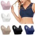 thumbnail image 2 of Women Sexy V Neck Lace Bras Push Up Padded Bra Seamless Comfortable Bralette Sports Sleep Bra Blue L, 2 of 17