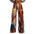 thumbnail image 2 of Women's Casual Pants 2025 New Summer Flower Wide Leg Pants Lightweight And Loose Casual Colorful Pants Imitation Jeans,Brown Women's Casual Pants M, 2 of 4