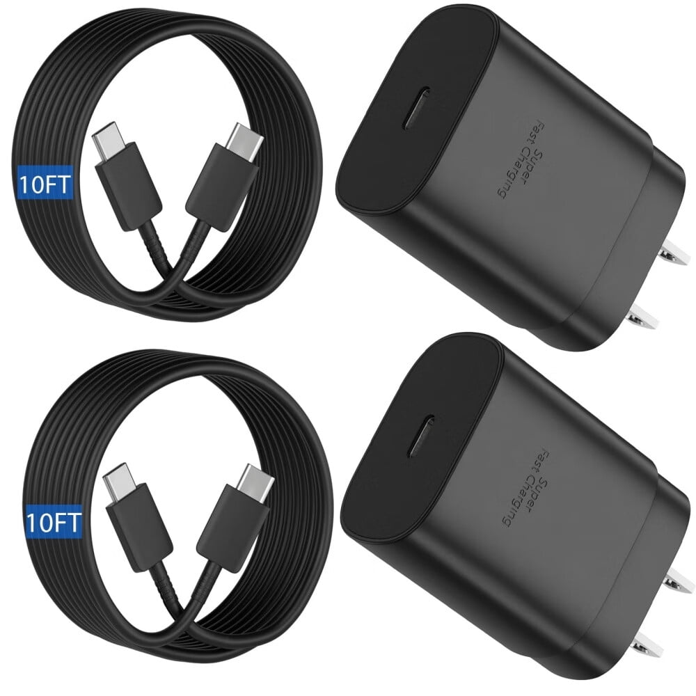 S25 S24 Ultra Charger 25W Super Fast USB C Charger Block & 10FT Android Phone Type C Charger Cable Cord for Samsung Galaxy S24 Ultra/S24+/S24/S23 Ultra/S23/S22 Ultra/S22/S21/S20 /Note10 20-Black