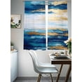 thumbnail image 4 of Blue Gold Graffiti Sheer Curtains for Living Room Bedroom, Light-filtering Sheer Curtain, Retro Brush Rod Pocket Voile Window Treatment Drapes, 52’’Wx72’’L, 2 Panels Set, 4 of 7