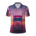 thumbnail image 2 of Daiia Sunset Truck Highway Pattern Men’s Polo Shirts,Solid Deck Shirt,Classic Fit, Breathable Cotton Polo for Casual and Sport Wear-Small, 2 of 7