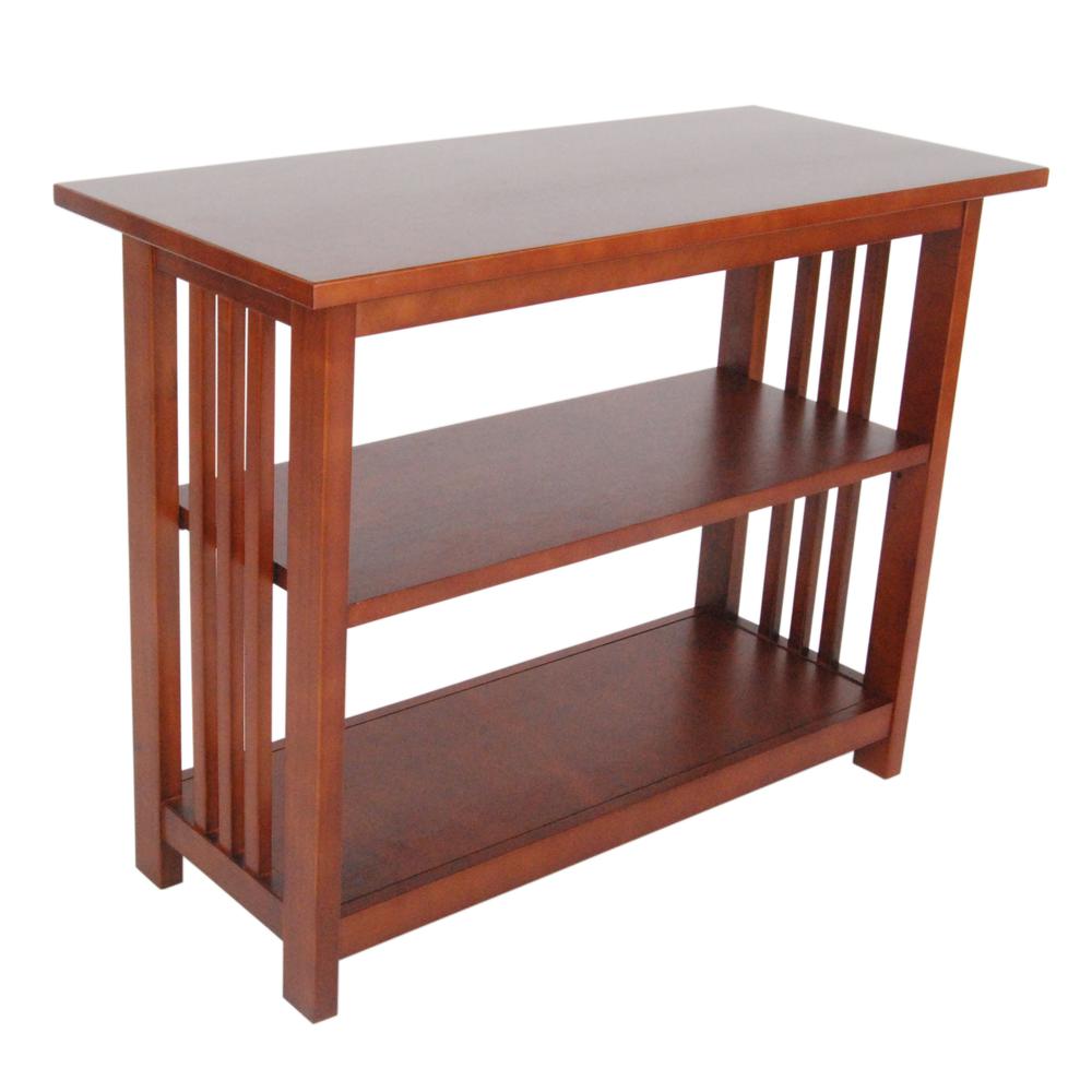 Alaterre Furniture Mission Style Under Window Bookshelf, Adjustable Two-Shelf Storage Organizer, Versatile Arts and Crafts Style, Perfect for Office or Living Room, Cherry Finish