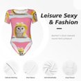 thumbnail image 6 of Gaeub A Funny Cat Women'S Short Sleeve One Piece Swimsuit Sexy High-Waisted Bodysuit For Swimming, Beach, Sports - Medium, 6 of 9