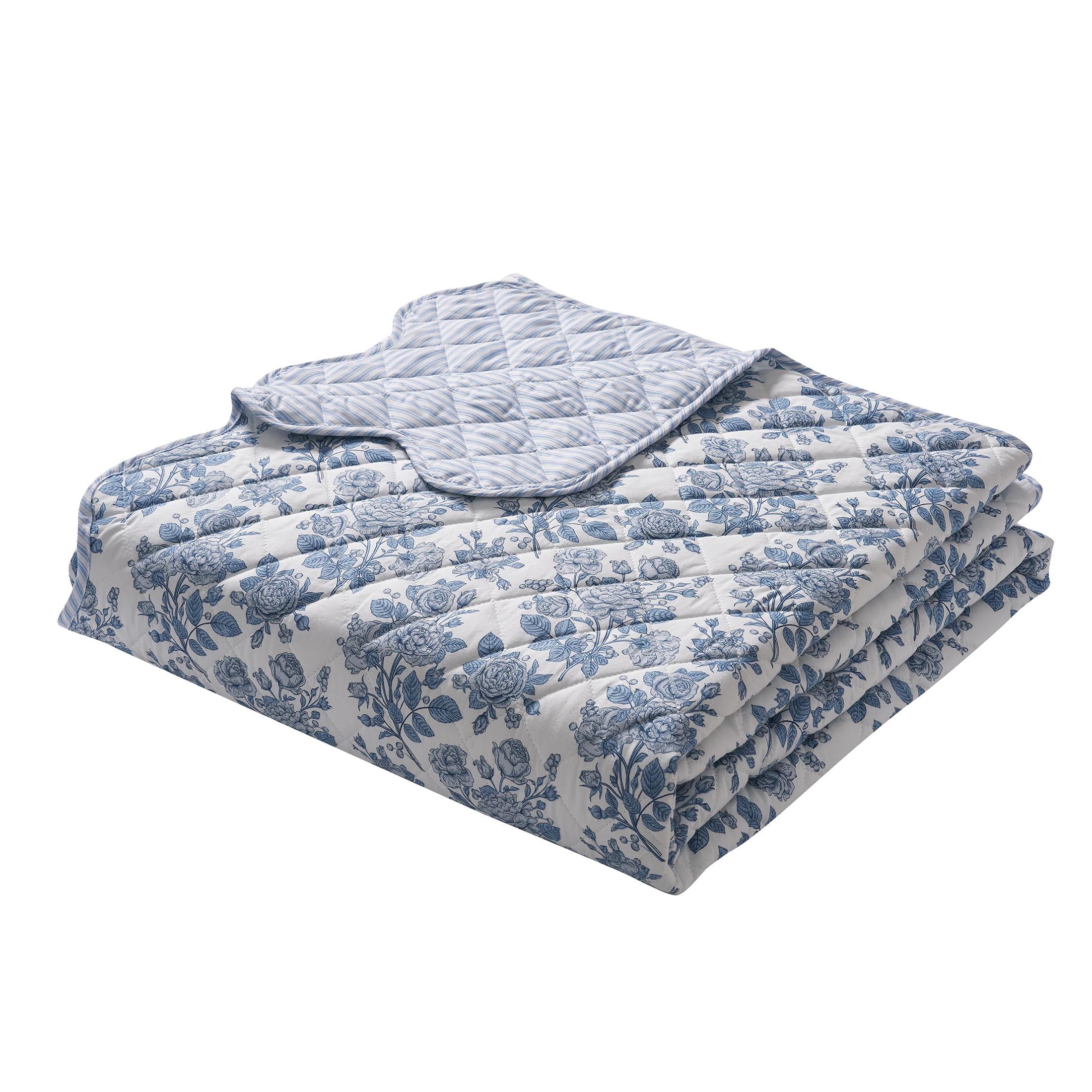 My Texas House Blue Toile 3-Piece Adult Quilt Set, Full/Queen