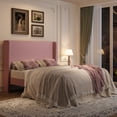 thumbnail image 2 of Amolife Full Size Platform Bed Frame with Velvet Upholstered Wingback Headboard, Pink, 2 of 13