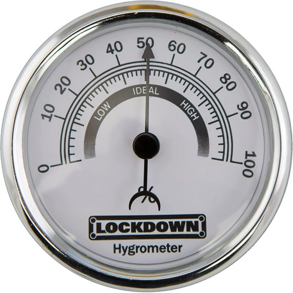Lockdown Vault Hygrometer , Silver, 4.5 Inch x 1.25 Inch x 7.25 Inch