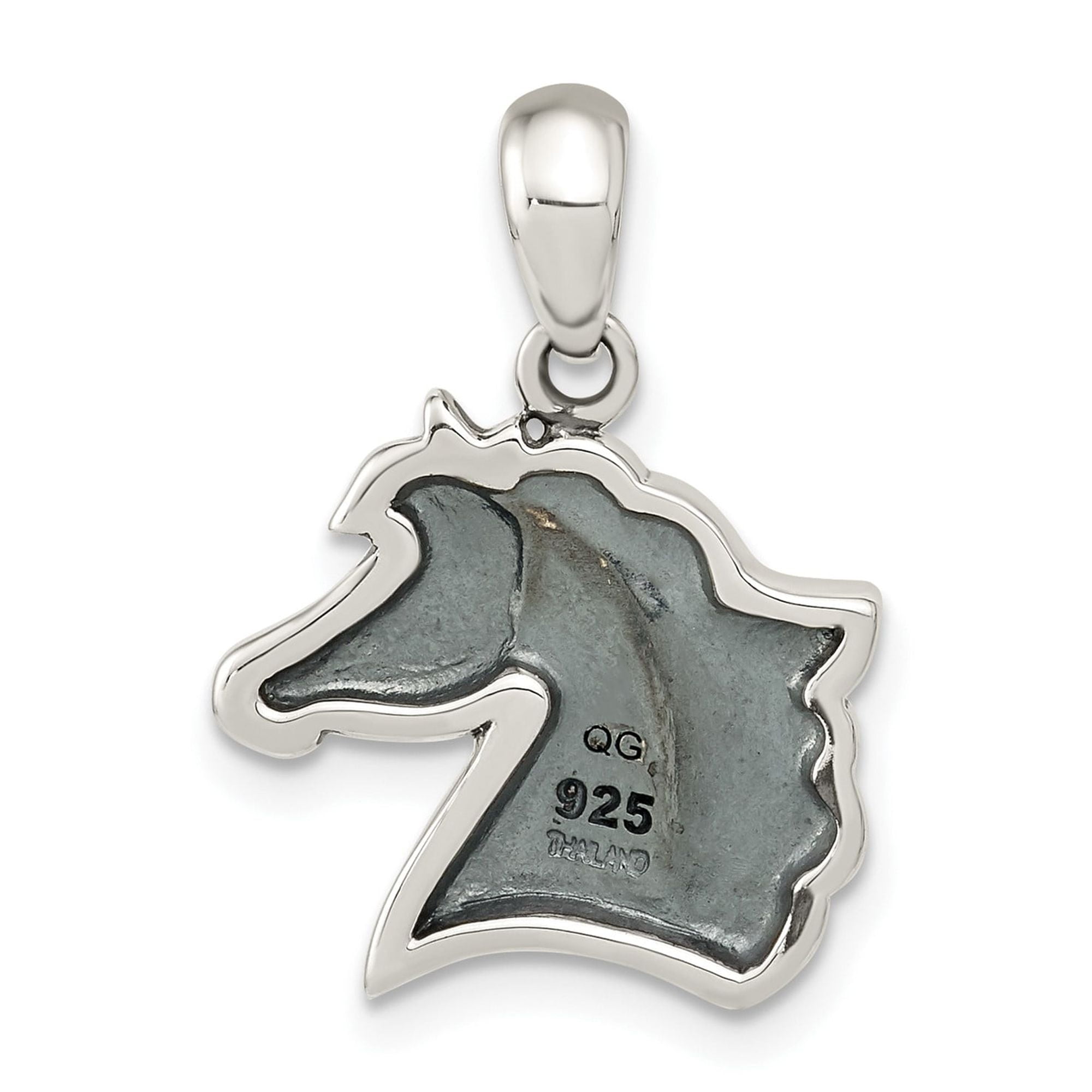 925 Sterling Silver Horse Head Pendant Charm, Antiqued Equestrian Animal Jewelry