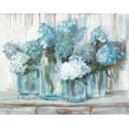 thumbnail image 2 of Rowan, Carol 18x15 Gold Ornate Wood Framed with Double Matting Museum Art Print Titled - Hydrangeas in Glass Jars Blue, 2 of 4