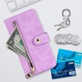 thumbnail image 3 of Feishell Compatible with for iPhone 13 Pro Max Wallet Case Crossbody, Zipper Phone Case with RFID Blocking Card Holder Wrist Strap Leather Purse Gift for Women For iPhone 13 Pro Max, Purple, 3 of 10