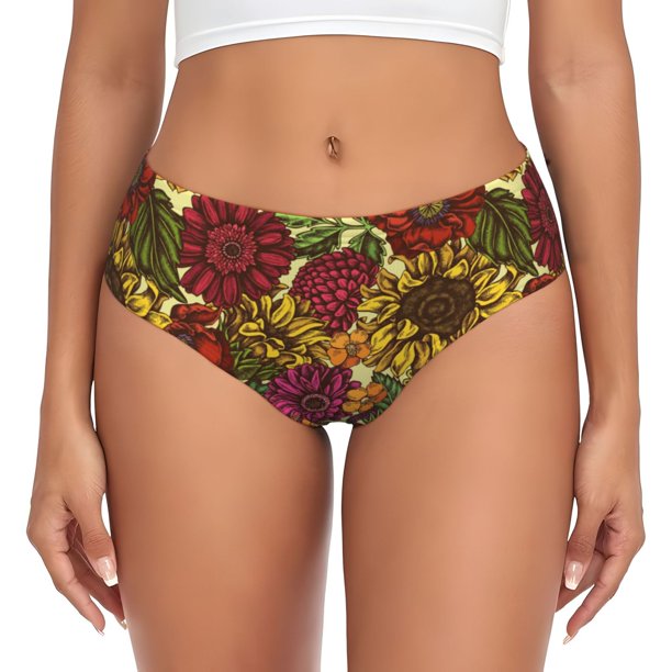 Fotbe Sunflower Calzones Estampados para Mujer – Ropa Interior de Algodón, Cómoda, Suave y Elástica-Medium
