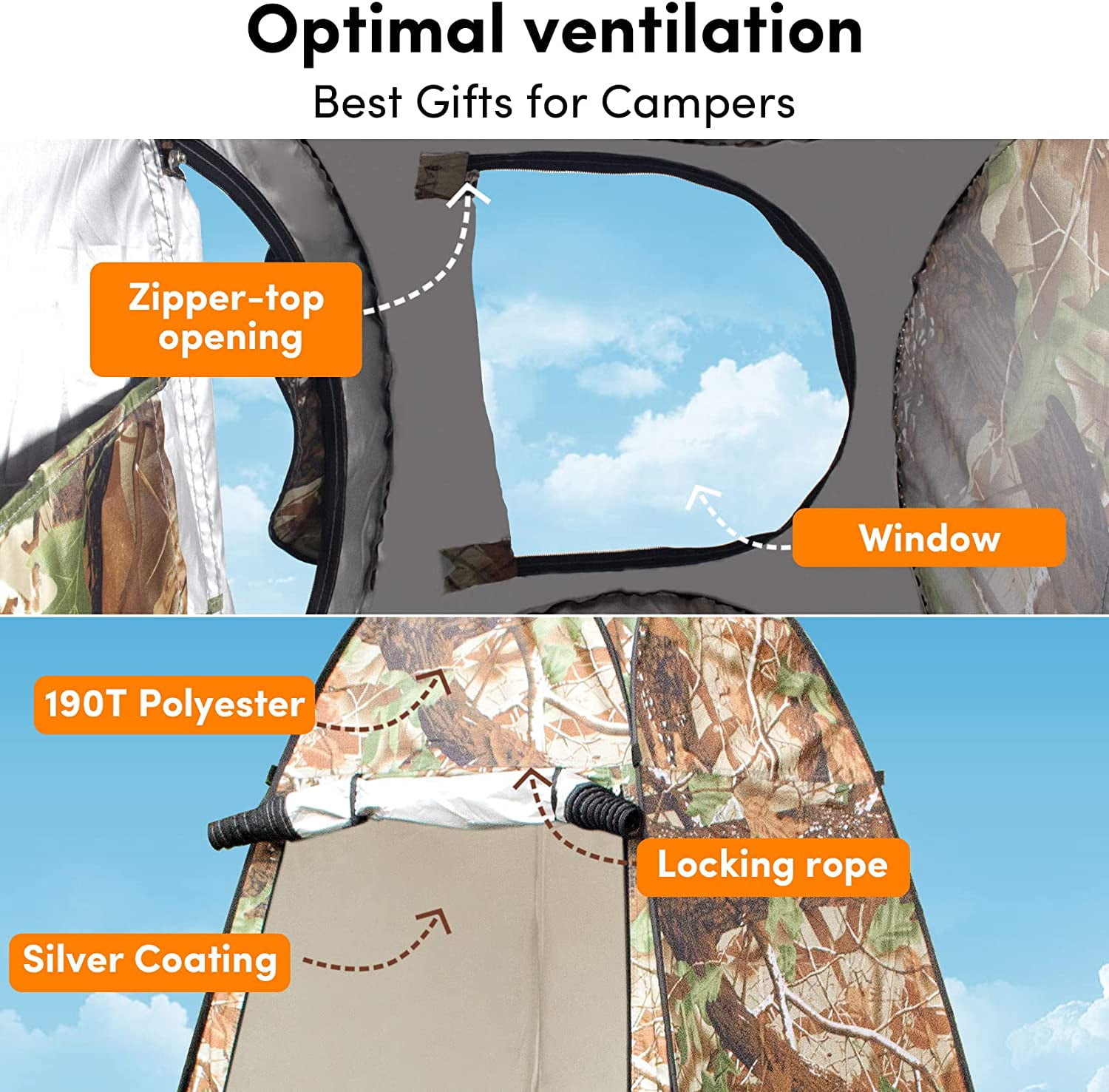 GVDV Portable Pop up Privacy Shower Tent Spacious Changing Room for Camping Hiking Beach Toilet Shower Bathroom