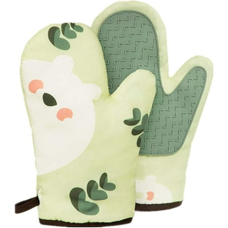 

UMMH UMMH 1 Pair Thickened Heat Resistant Oven Gloves Kitchen Oven Gloves with Silicone Non-Slip Design Suitable for Cooking Baking Grilling 17.5 x 27.5 cm (Dark Pink Pig)