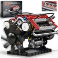 thumbnail image 1 of Kit de modelo de motor V8 Tuajixz motorizado, 588 piezas, 1 of 6