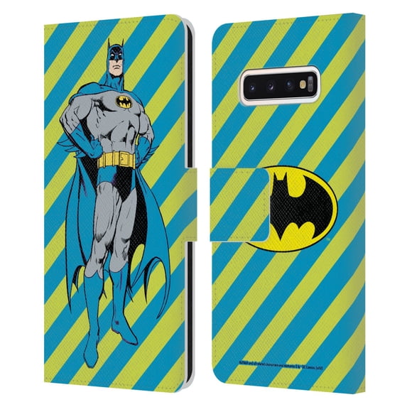 Head Case Designs Officially Licensed Batman DC Comics Vintage Fashion Stripes Leather Book Wallet Case Cover Compatible with Samsung Galaxy S10