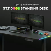 GTRACING Adjustable Height RGB Electric Sit or Stand Computer Desk with LED Lights, Black