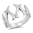 thumbnail image 1 of Criss Cross Flames Wishbone Curved Ring .925 Sterling Silver Band Jewelry Female Male Unisex Size 9, 1 of 4