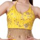 thumbnail image 5 of Top corto con borlas para danza del vientre, para fiesta, disfraz, lentejuelas, ajustable, con purpurina, para mujer Amarillo, 5 of 9