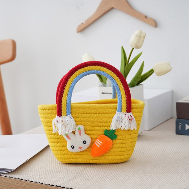 Easter Desktop Sundry Snack Organizer Basket Woven With Gift Cute Holiday Tote
