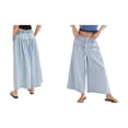 thumbnail image 3 of Pantalones Vaqueros Anchos para Mujer, Holgados, con Cintura Elástica, Botones, Estilo Boyfriend, Informales, Sueltos, con Bolsillos. Azul XL, 3 of 9
