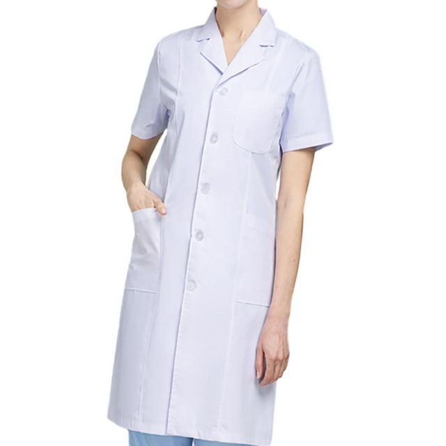 Lab Coat Female Costume Professional White Soft Comfortable Laboratory Coat for Short Sleeved XS