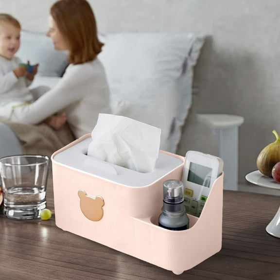 Tissue Box Cover under $5! kkbbma Tissue Box Cover - Decorative Cube Tissue Cover with Top Organizer, Modern Tissue Holder for Living Room Vanity Night Stand Table Countertop Office
