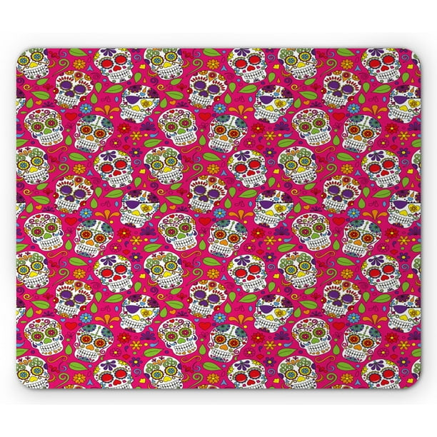 Sugar Skull Mouse Pad Colorful Skulls Leaves Motifs Pirate Cemetery Graveyard Traditional Rectangle Non Slip Rubber Mousepad Multicolor By Ambesonne Walmart Com Walmart Com