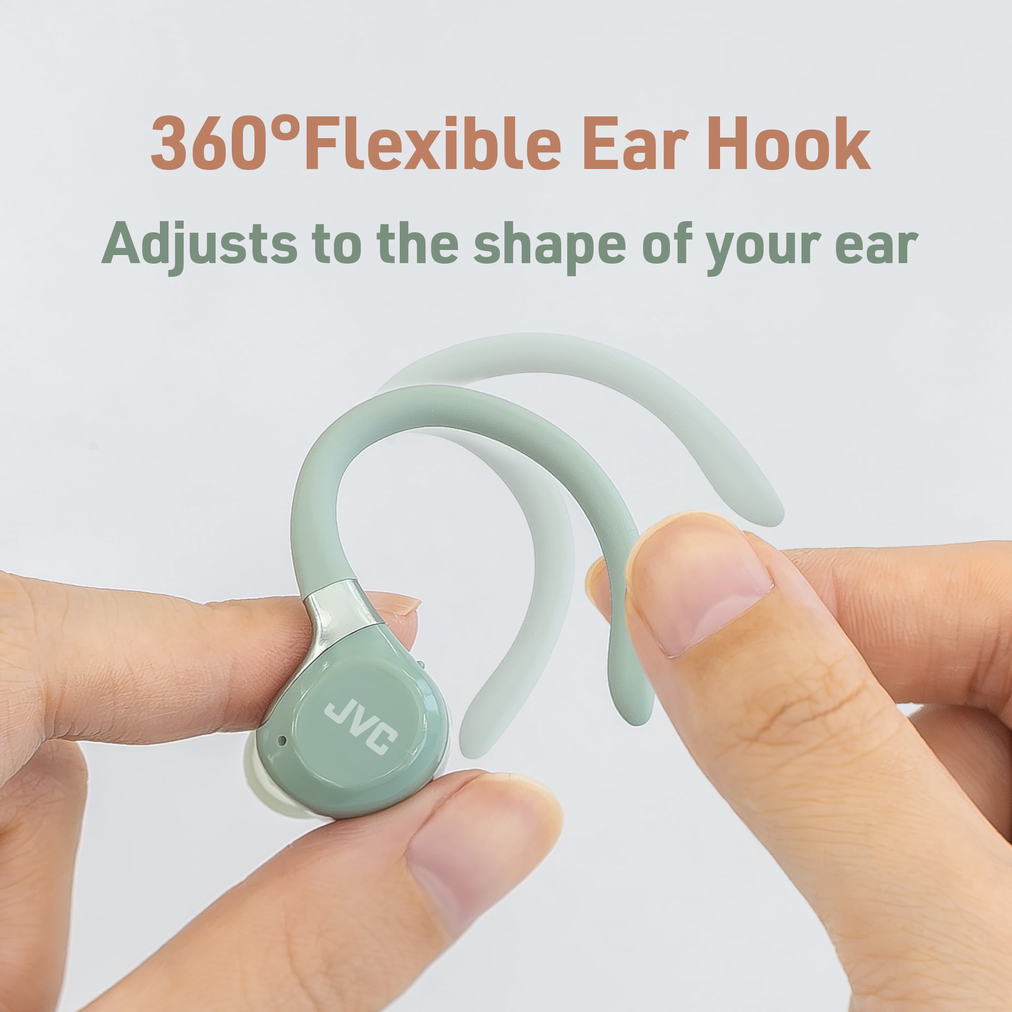 JVC Fitness Series True Wireless Sport Earbuds with Adjustable Hooks, Active Noise Cancelling, Ambient Sound Mode, IP57 Waterproof, 40hr Long Battery Life, App EQ, Low Latency, Mic