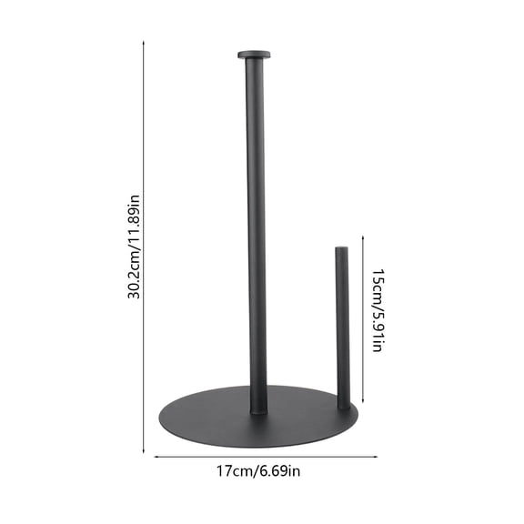 Black Stainless Steel Paper Towel Holder With Weighted Base Countertop Freestanding No Installation Needed