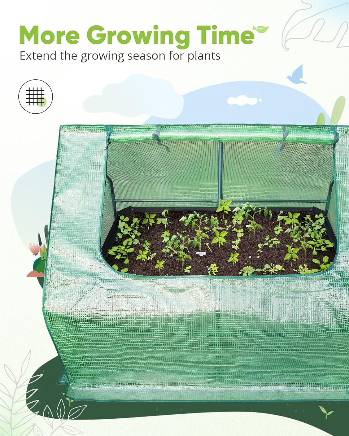 Quictent 4x3x1 ft Raised Garden Bed Extra-Thick Galvanized Steel Garden Bed Planter Kit Box with Greenhouse
