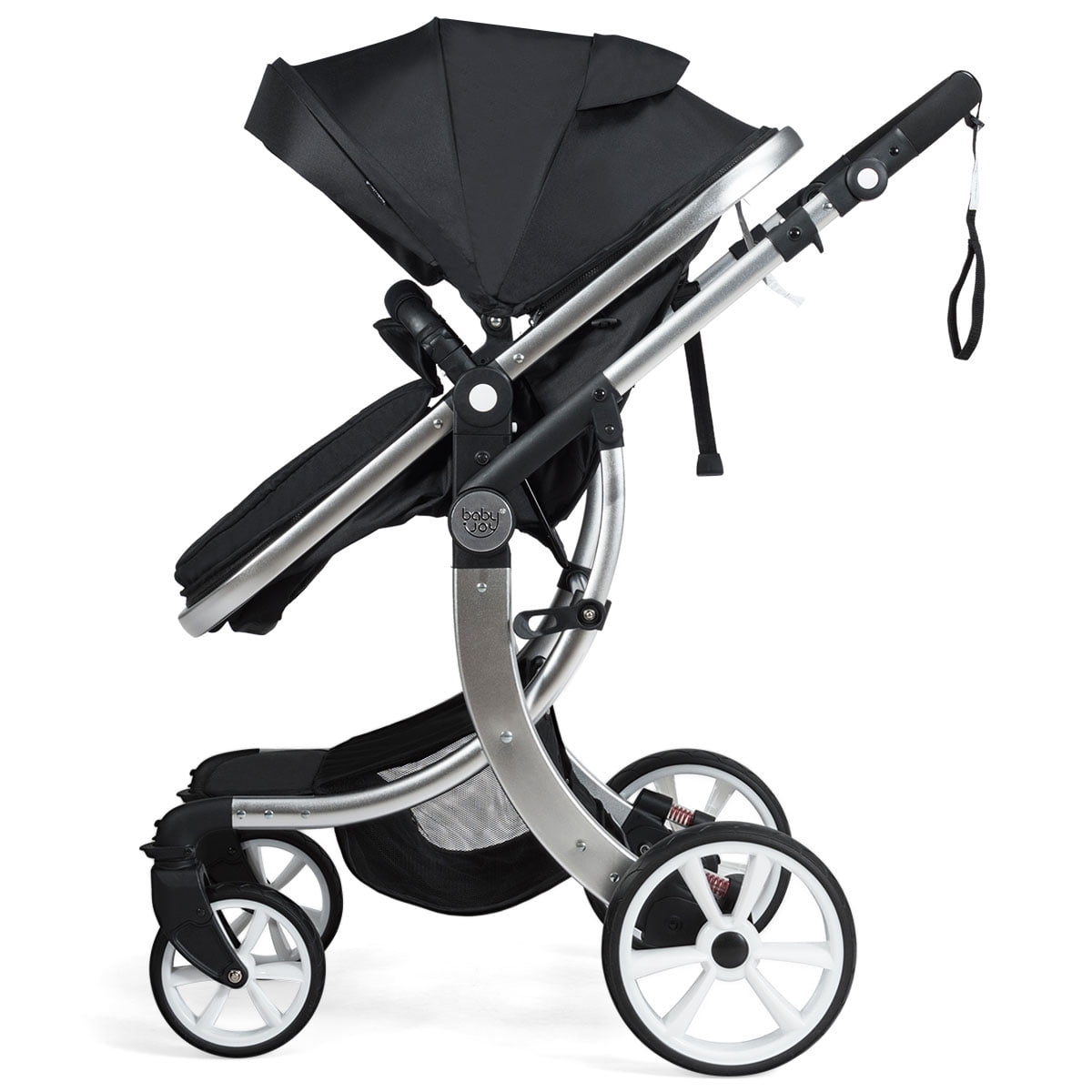 Infans Folding Aluminum Infant Reversible Baby Stroller W/ Diaper Bag Black