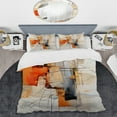 thumbnail image 2 of Designart "Orange Grey Line Art modern Expressionism" Abstract Bedding Covert Set - Line Art Orange Modern Bed Set With 2 Shams, 2 of 6