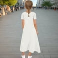 thumbnail image 4 of Kids Girl's Summer Dress V Neck Short Sleeve Dress Children's Casual Loose Long Dress with Pockets Size 5-16 Years, 4 of 6