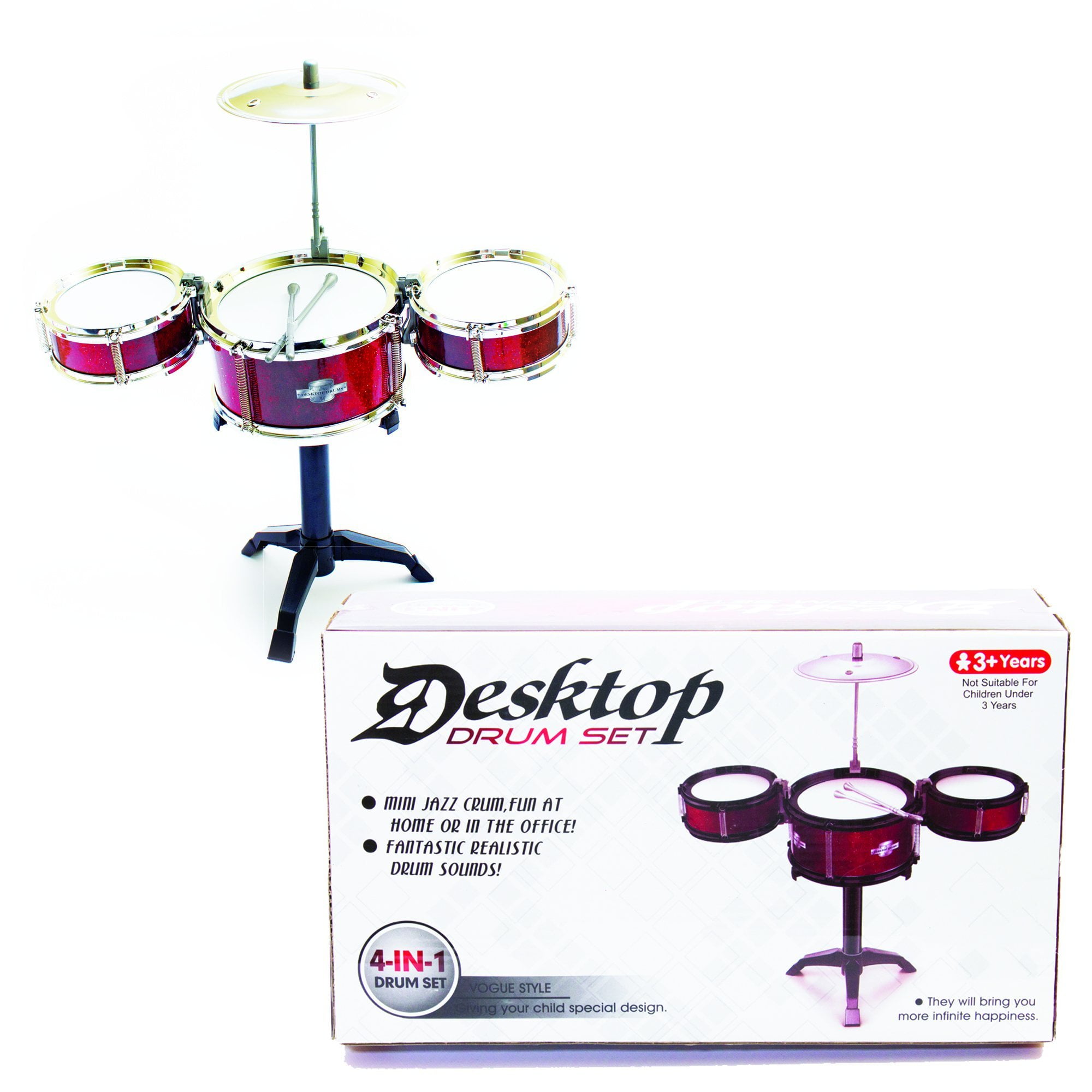 Fun Central AT996 Drum Set for Kids Musical Instrument for Kids Red