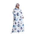thumbnail image 2 of Camisón de franela con capucha y estampado de pingüino para mujer, suave y esponjoso, talla grande, informal, ligeramente elástico., 2 of 5