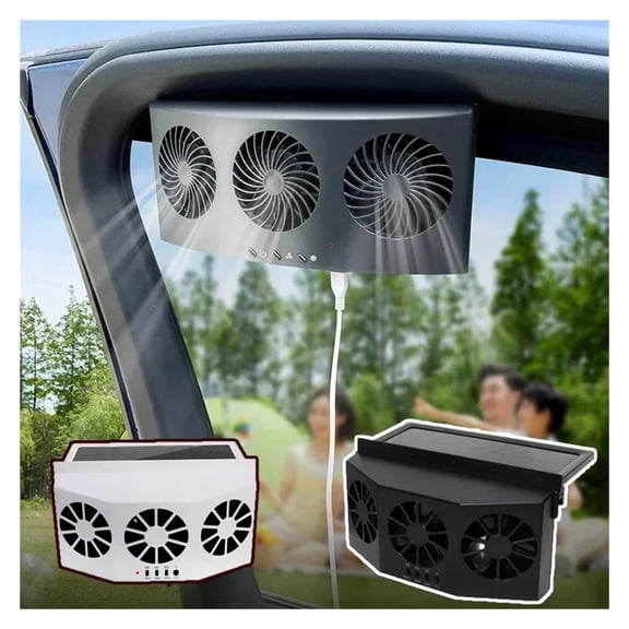Car Exhaust Fan USB Rechargeable/solar Air Circulation Cooling and Heat Dissipation High Wind Power 3 Head Ventilation Fan ,Easy Installation