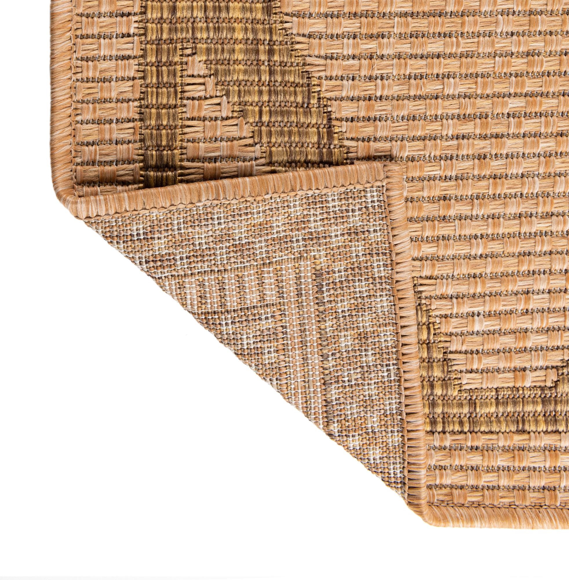 Unique Loom Outdoor Trellis Collection Area Rug - Diamonds (9' x 12' 2" Rectangle Light Brown/Brown)