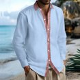 thumbnail image 2 of Betivan Men's Linen Long Sleeve Shirt, Lapel Button Cardigan Top with Functional Pocket, Lightweight Breathable, Relaxed Fit, for Summer Vacation Daily, 2 of 9