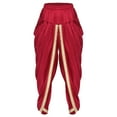 thumbnail image 6 of Nyeemya Men's Arabian Prince Harem Pants Satin Yoga Beach High Waist Baggy Trousers for Belly Dance Burgundy S, 6 of 7