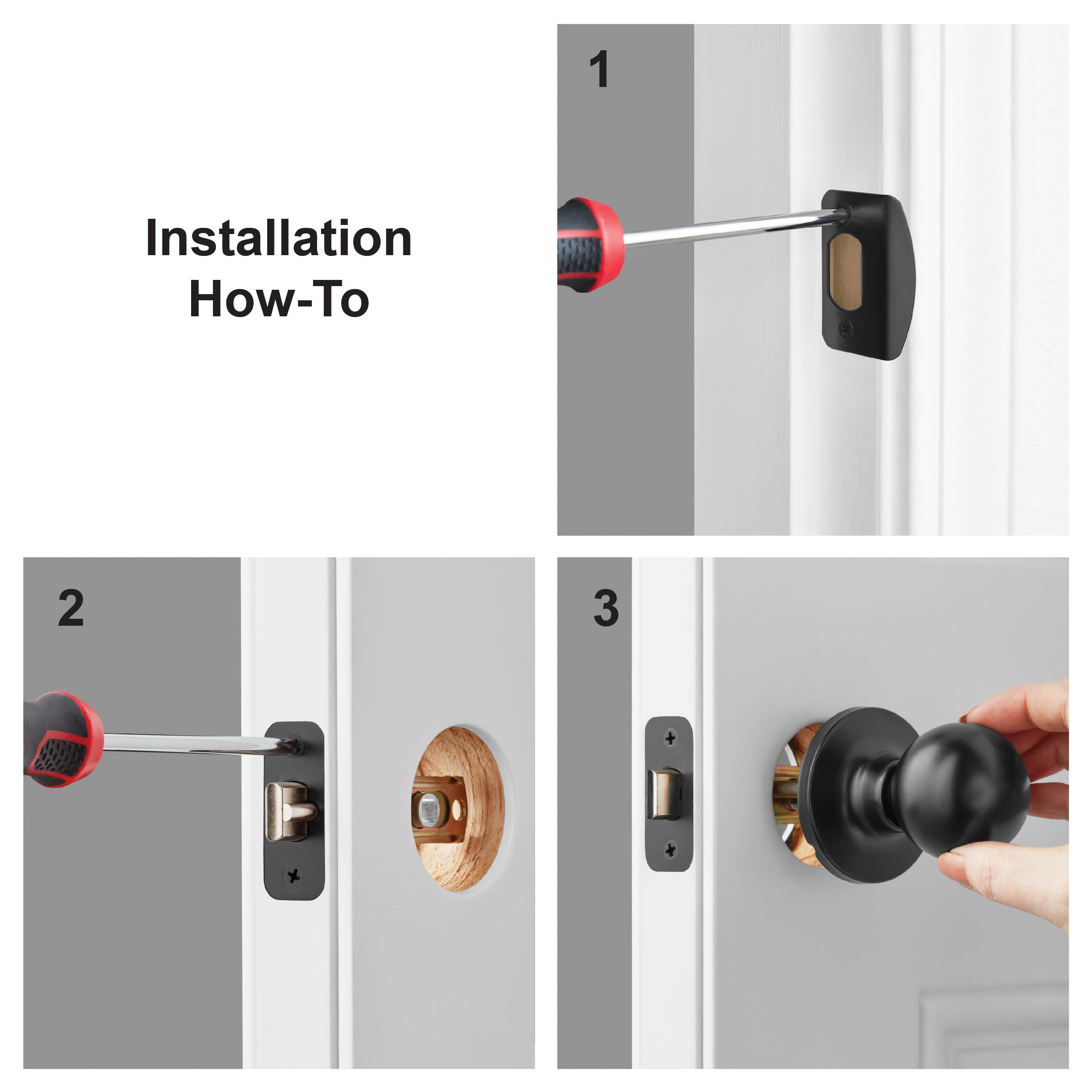 Hyper Tough Interior Non-Locking Ball Passage Hall & Closet Doorknob Matte Black Finish