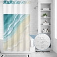 thumbnail image 2 of No Hook Shower Curtain, Teal Beach Coastal Shower Curtains for Bathroom with See Through Top Window, Summer Ocean Nautical Seaside Waterproof & Washable Bath Curtain Small Stall 36"x78", 2 of 9