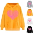 thumbnail image 6 of Women's Oversize Hoodies Comfy Long Sleeve Heart Graphic Print Pullover Sweatshirts Classic-Fitted Tops with Pocket(White,XL), 6 of 6