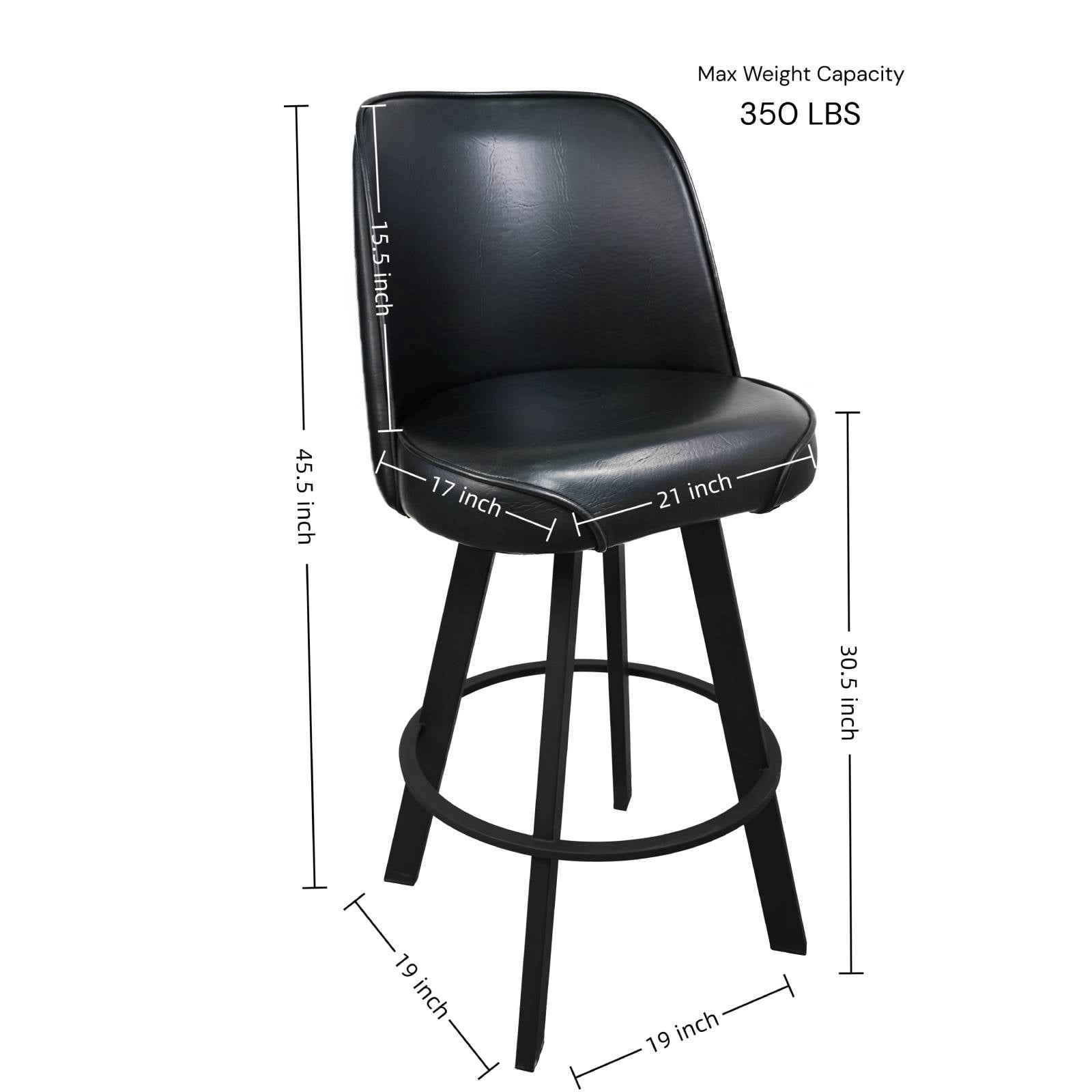 Swivel Bar Stools Set of 2 Counter Height Swivel Bar Stools with Backs, Faux Leather Barstools for Kitchen Island, Home Bar, Black
