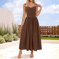 thumbnail image 2 of Elara Women's Lace Up Long Dress Summer High Waistline Spaghetti Strap Dress, 2 of 5